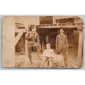 Antique RPPC Real Photo Postcard Child Labor Boys Construction John Swartwout NY